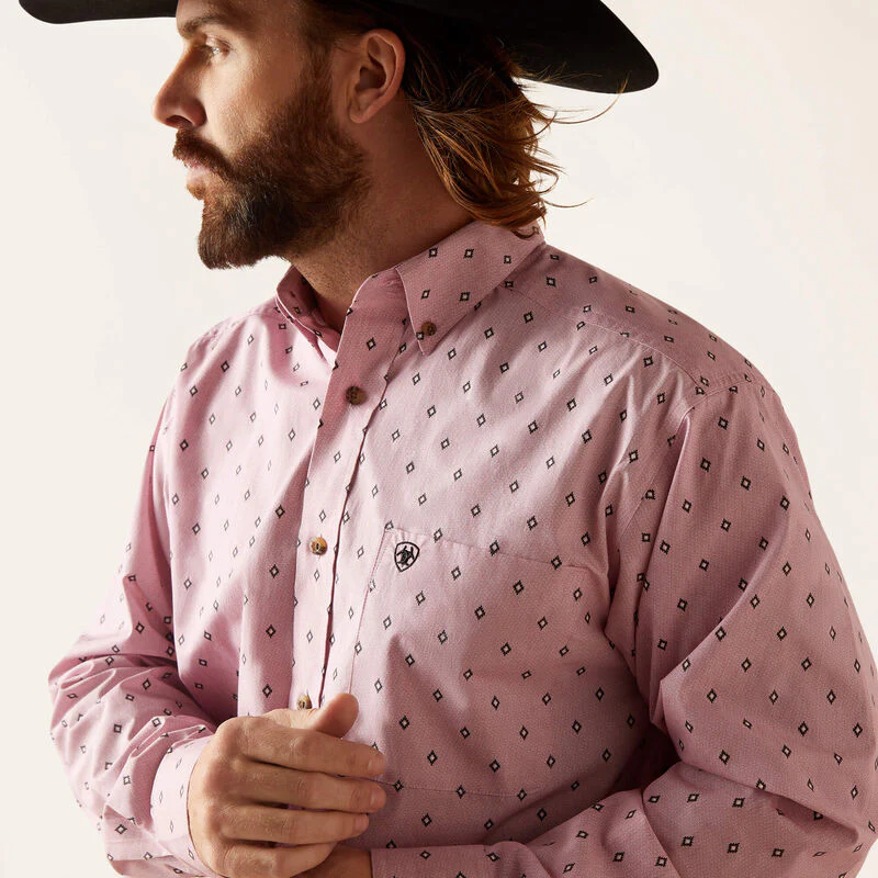 Ariat Men's Ezekiel Classic Fit Shirt - Pink - Image 4