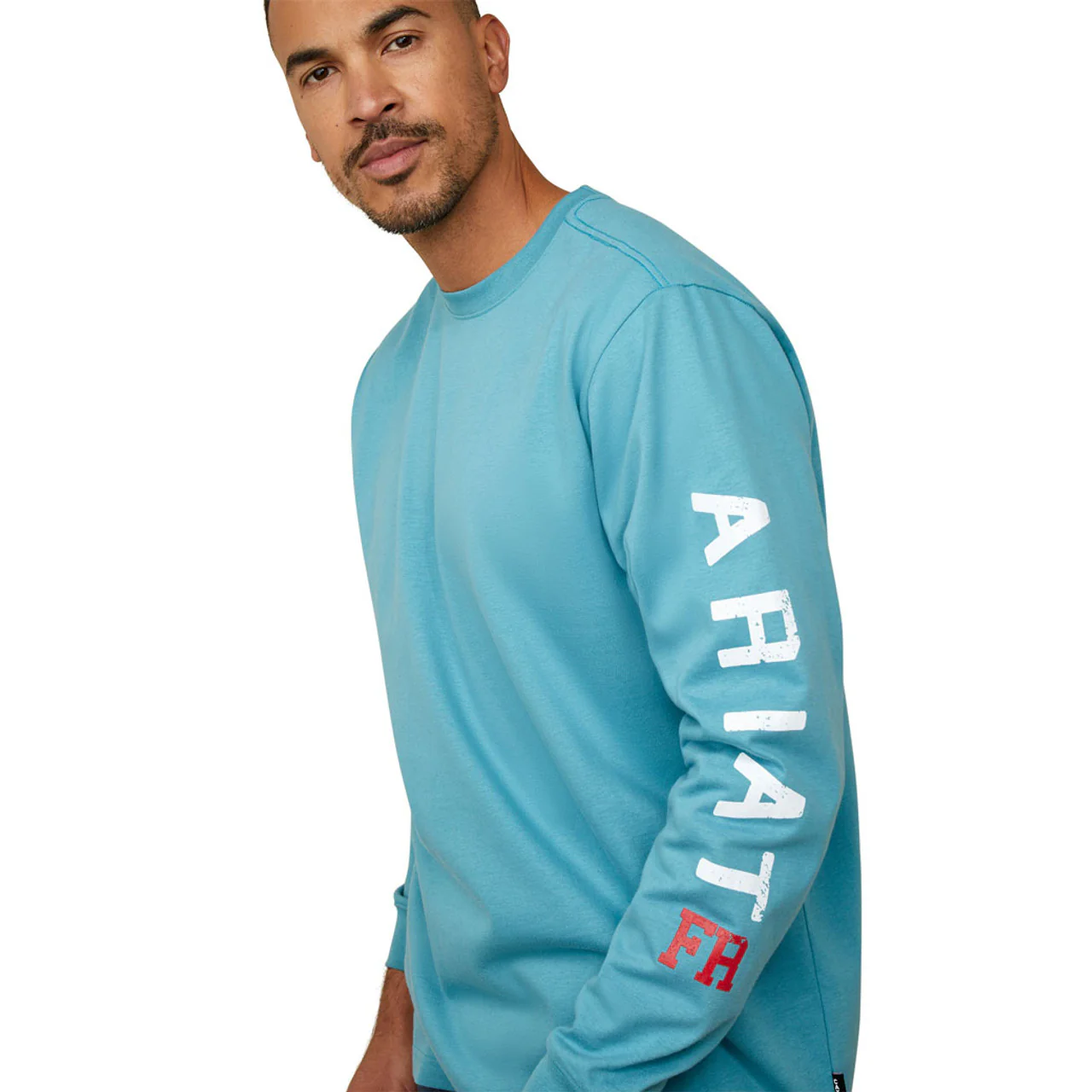 Ariat Men's Fire Resistant Roughneck Skull Logo LS T-Shirt - Storm Blue - Image 3
