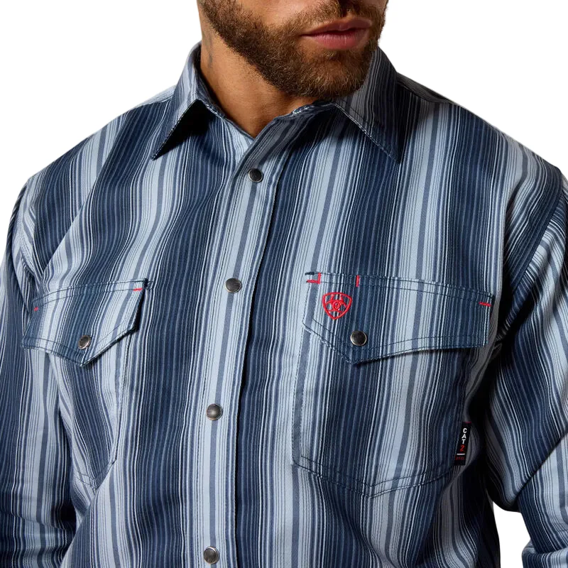 Ariat Men's FR Carlton Long Sleeve Snap Work Shirt - Navy - Image 3