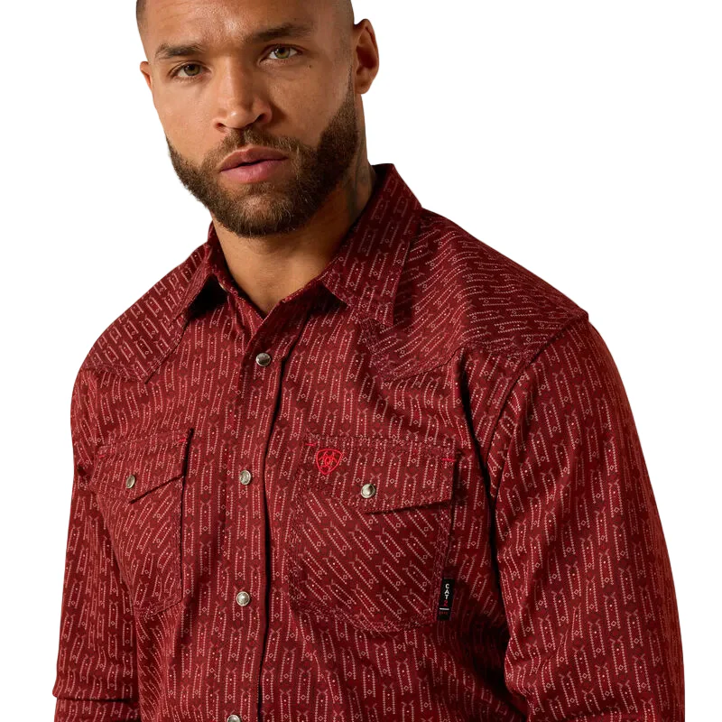 Ariat Men's FR Clemente Retro Fit Long Sleeve Snap Work Shirt - Brandy Snifter - Image 3