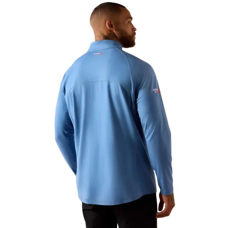Ariat Men's FR Combat Stretch Patriot 1/4 Full Zip Long Sleeve Work Shirt - Medium Blue - Image 2