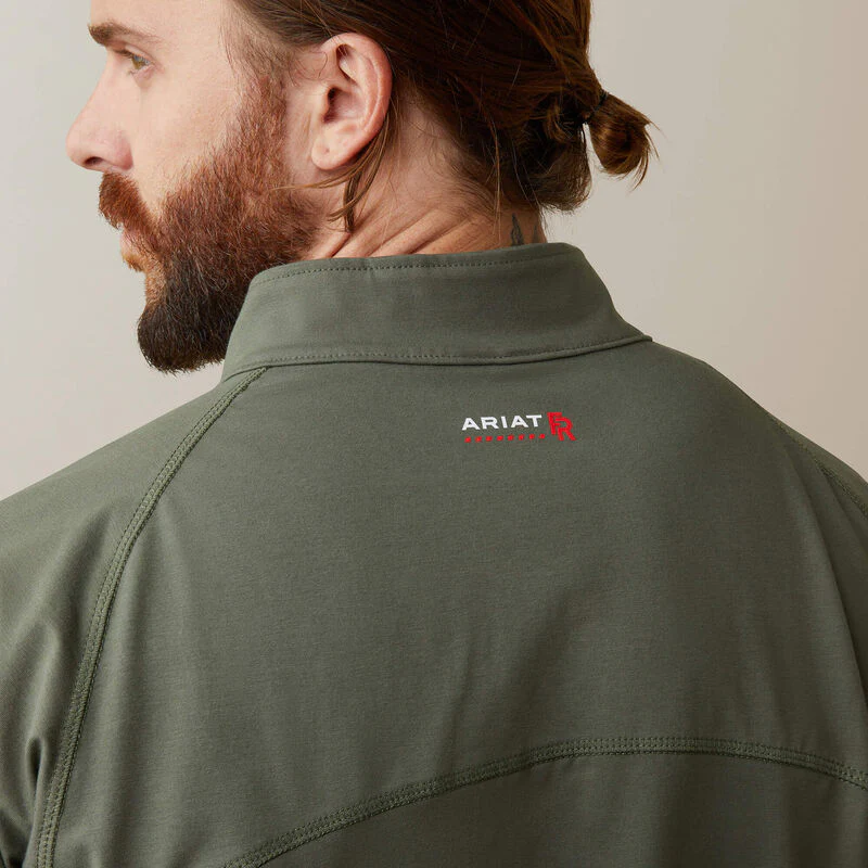 Ariat Men's FR Combat Stretch Patriot 1/4 Zip Work Shirt  Dark Sage - Image 4