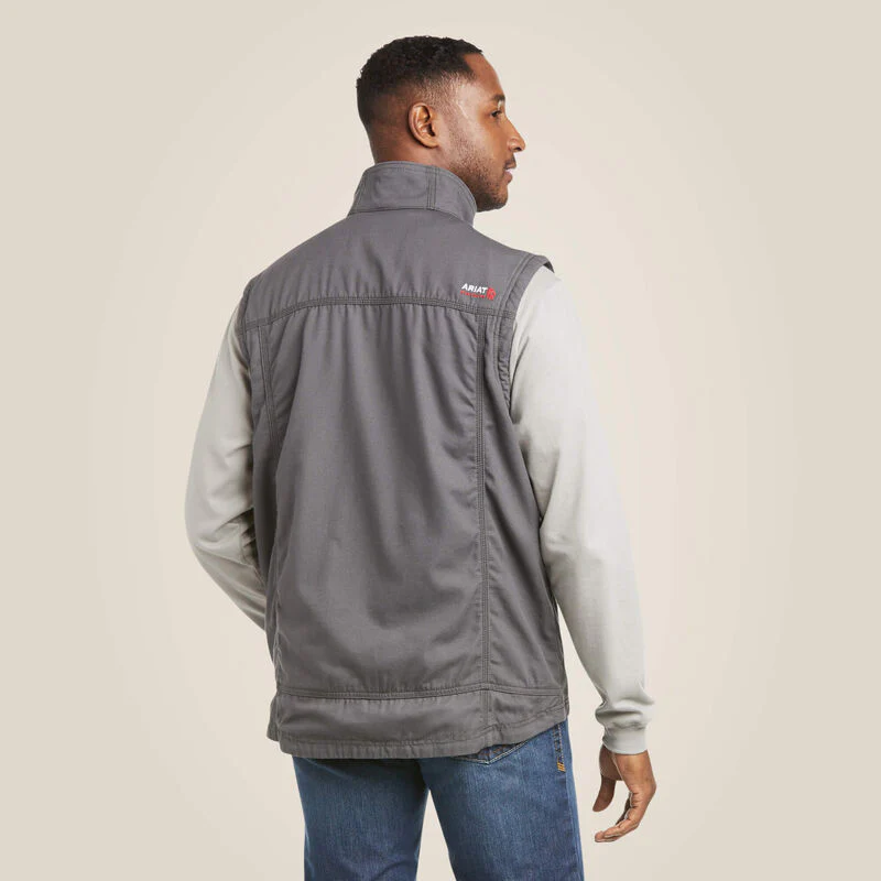 Ariat Men's FR DuraLight Stretch Canvas Vest  Iron Grey - Image 2