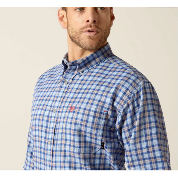 Ariat Men's FR Sierra Work Shirt - Glacier Blue - Image 4
