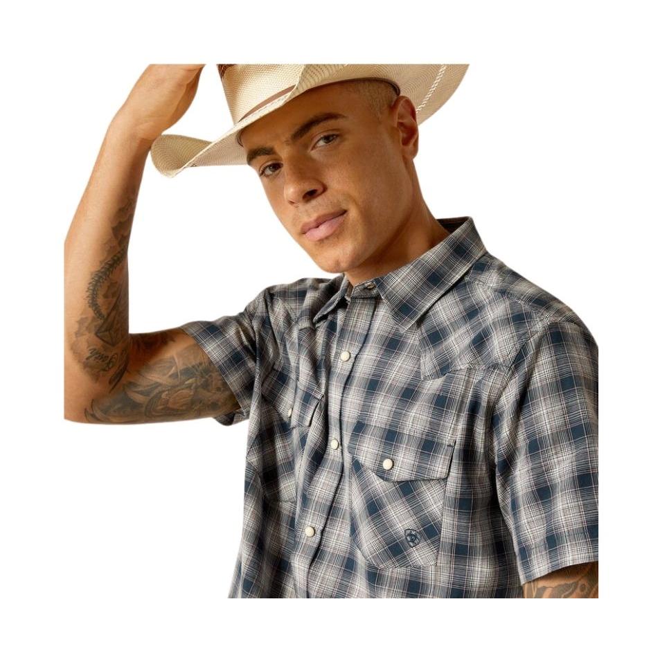 Ariat Men's Haven Retro Fit Snap Short Sleeve Shirt - Deep Pond - Image 3