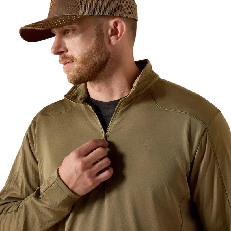 Ariat Men's Hex Fleece 1/2 Zip Baselayer - Dusky Green - Image 3