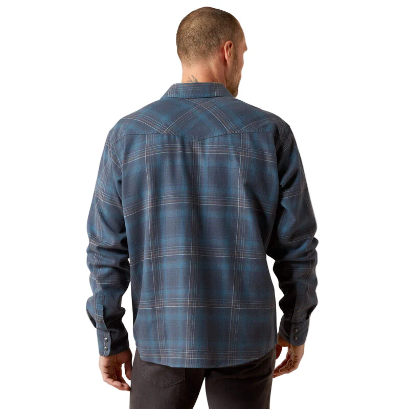 Ariat Men's Higgins Retro Fit Long Sleeve Snap Shirt - Navy - Image 2