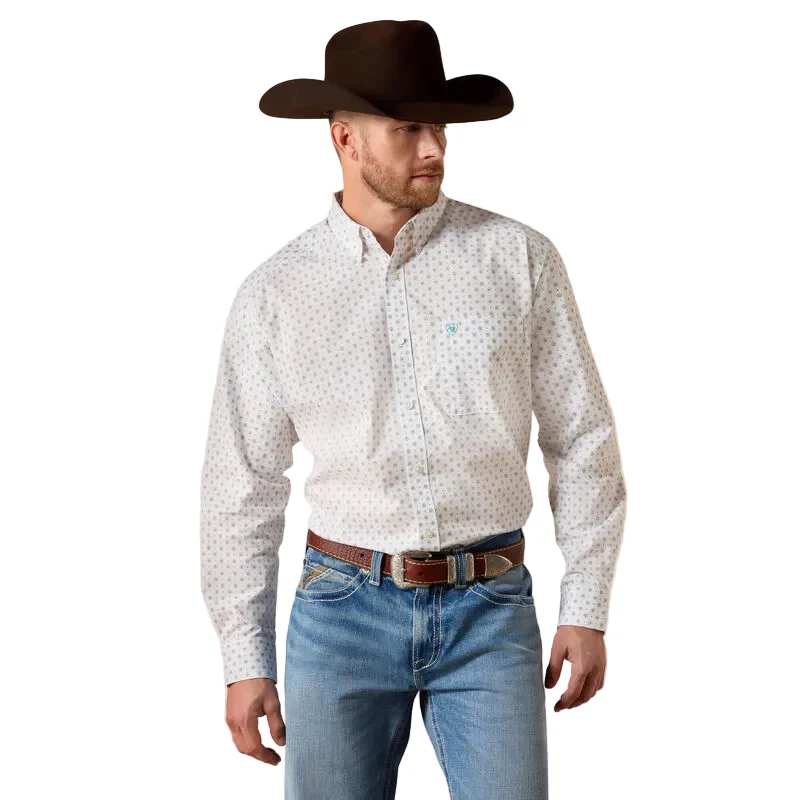 Ariat Men's Jayson Casual Long Sleeve Shirt - White Southwestern Geo Print