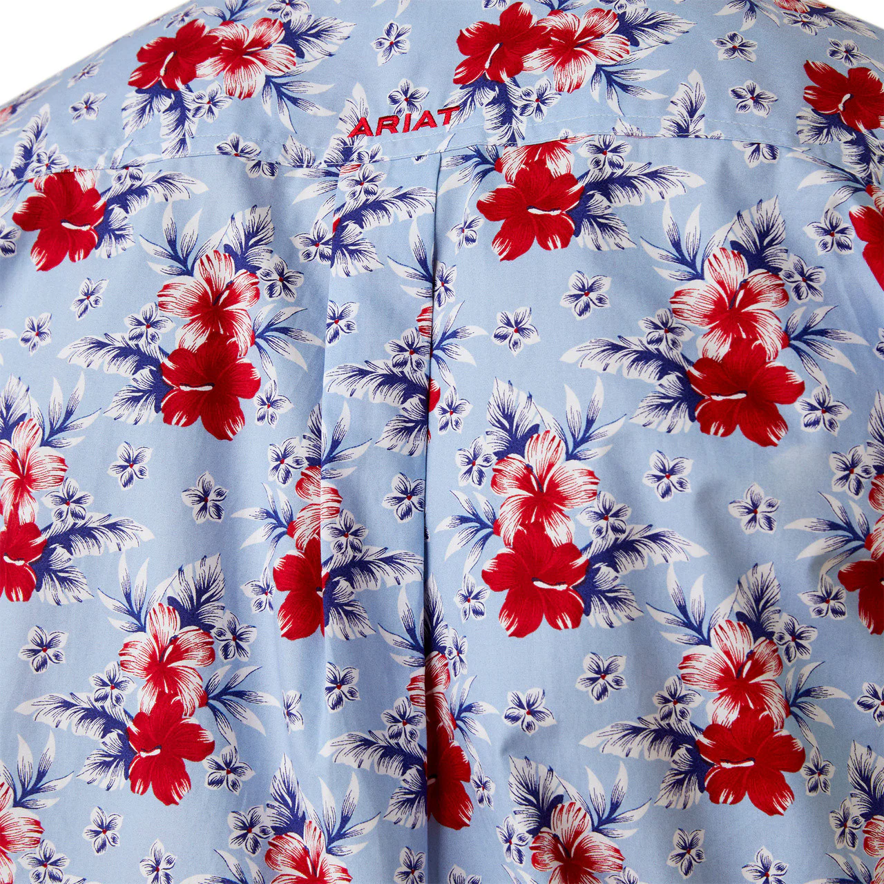 Ariat Men's Jeremiah Classic Short Sleeve Western Shirt - Blue/Red Hibiscus - Image 4