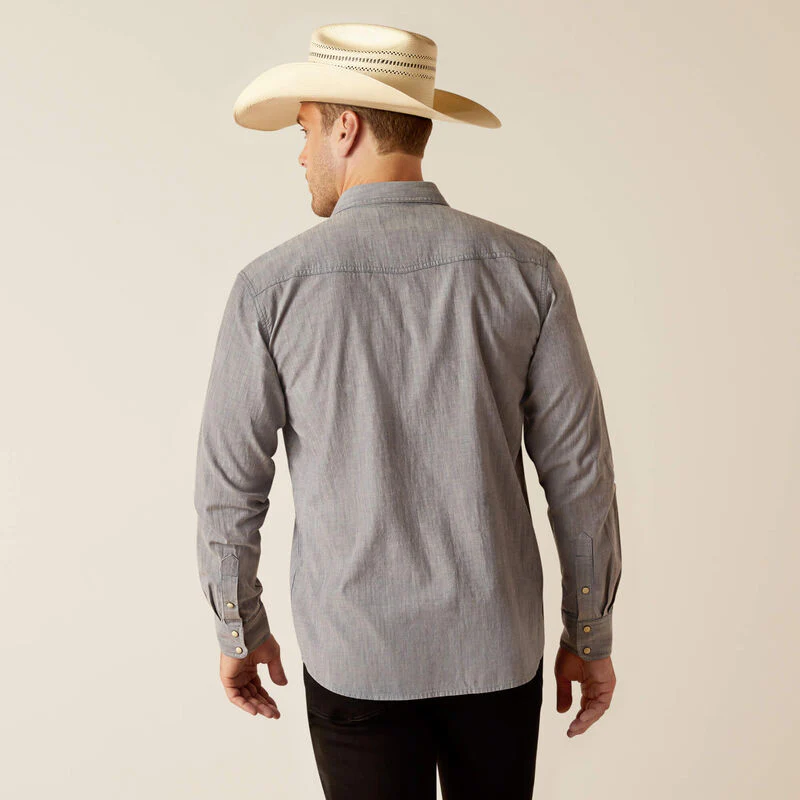 Ariat Men's Jurlington Retro Snap Shirt - Chambray Blue - Image 2