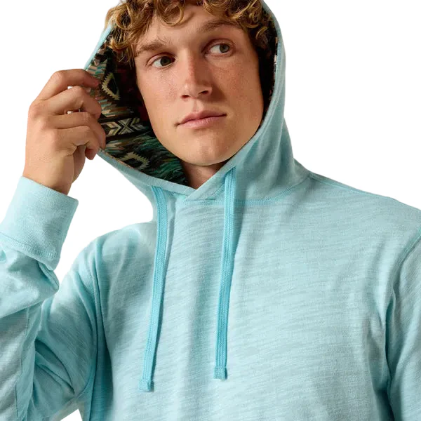 Ariat Men's Lightweight Retro Long Sleeve Hoodie - Aquatic - Image 3