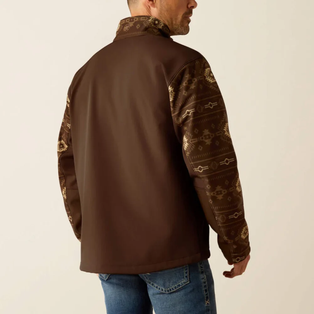 Ariat Men's Logan Southwest Print  Softshell Jacket- Banyan Bark - Image 3