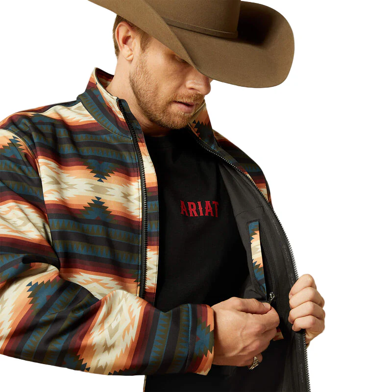 Ariat Men's Logo Softshell Jacket - Red Southwest - Image 4