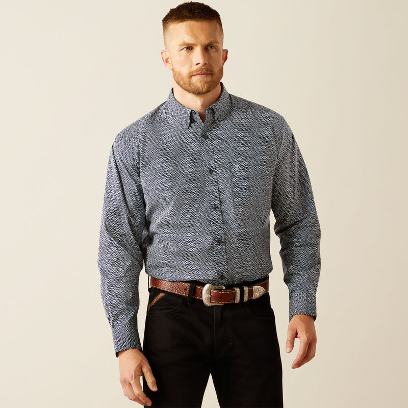 Ariat Men's Long Sleeve Colson Classic Fit Shirt- Navy