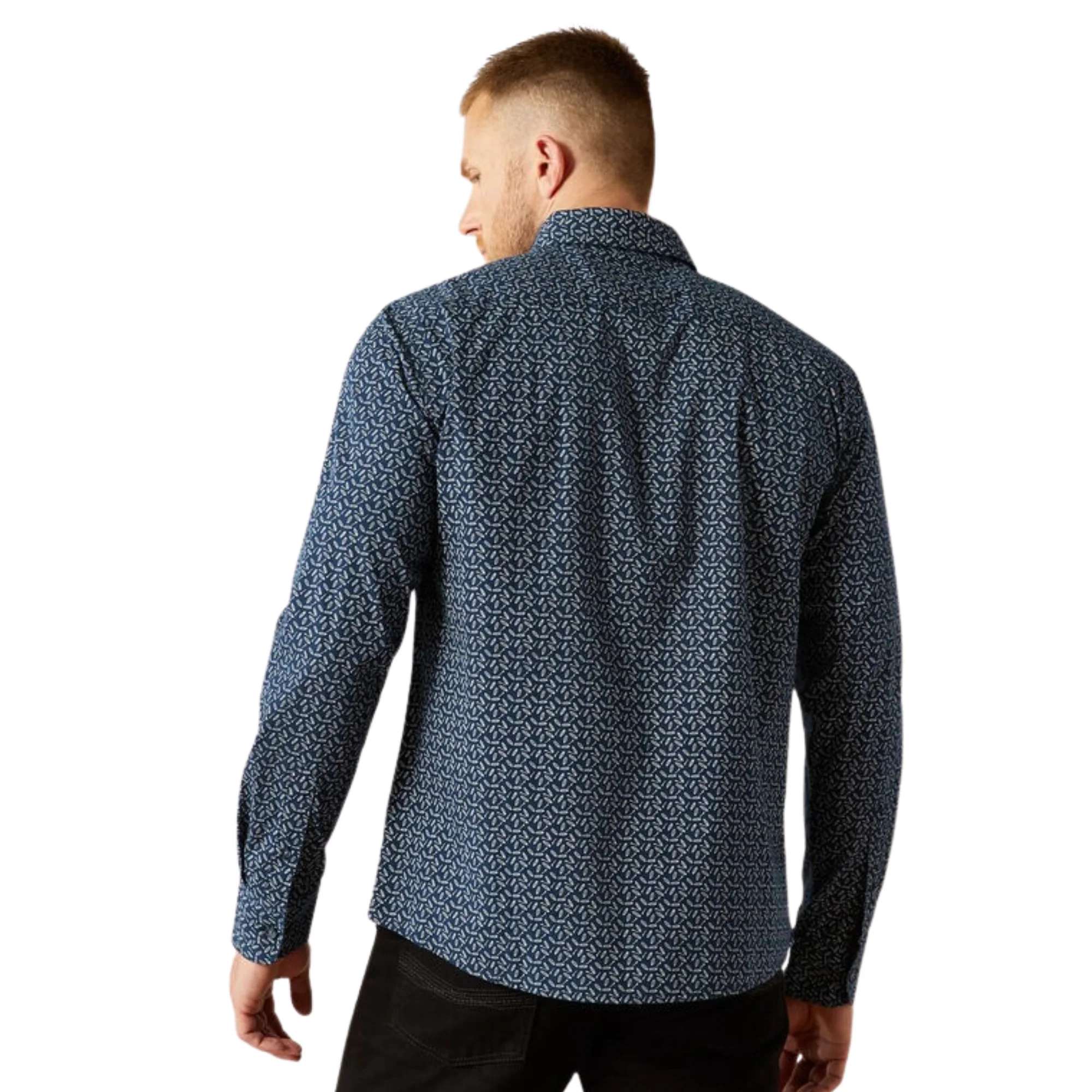 Ariat Men's Long Sleeve Marin Modern Fit Shirt- Navy - Image 3