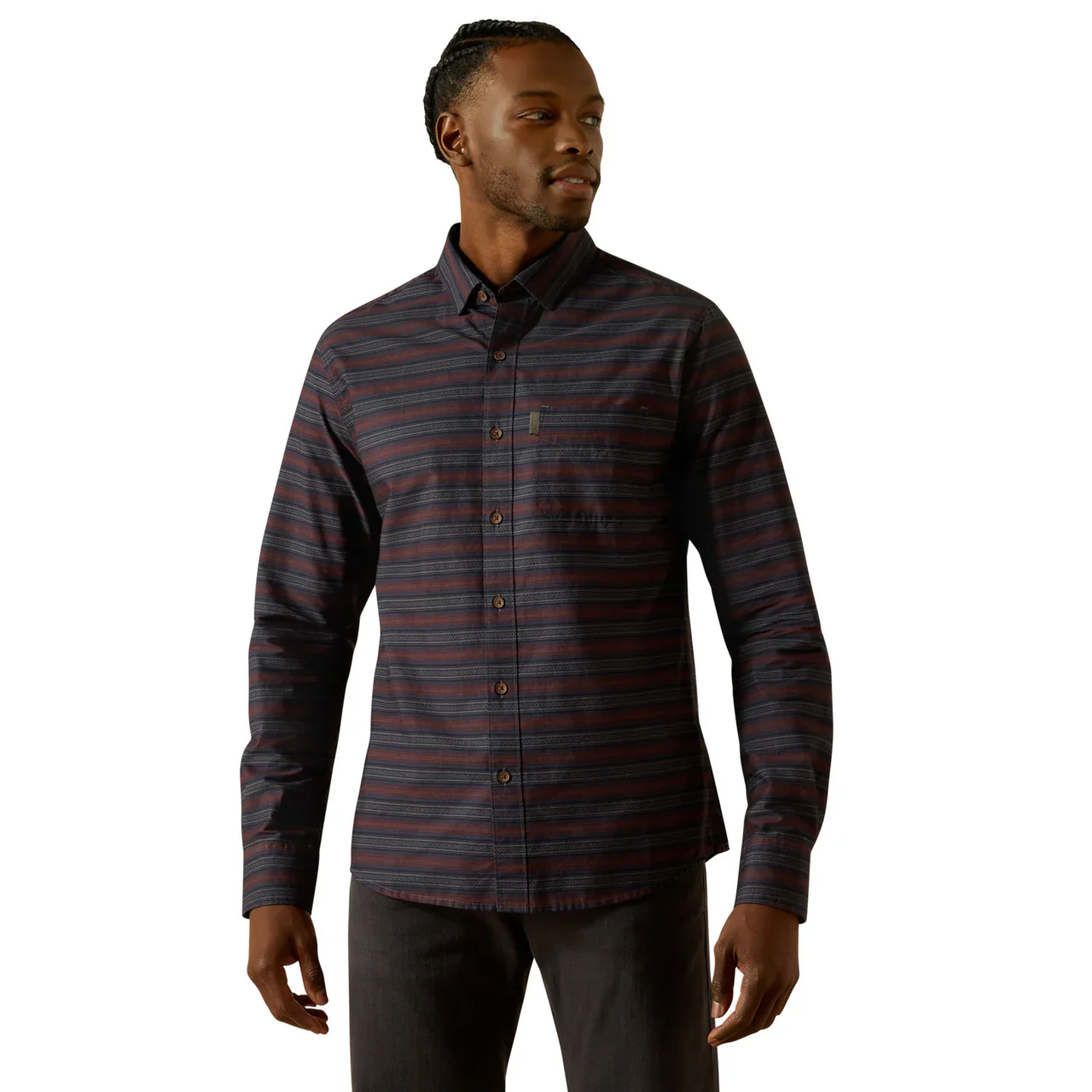 Ariat Men's Manny Modern Fit Long Sleeve Stripe Shirt - Grey