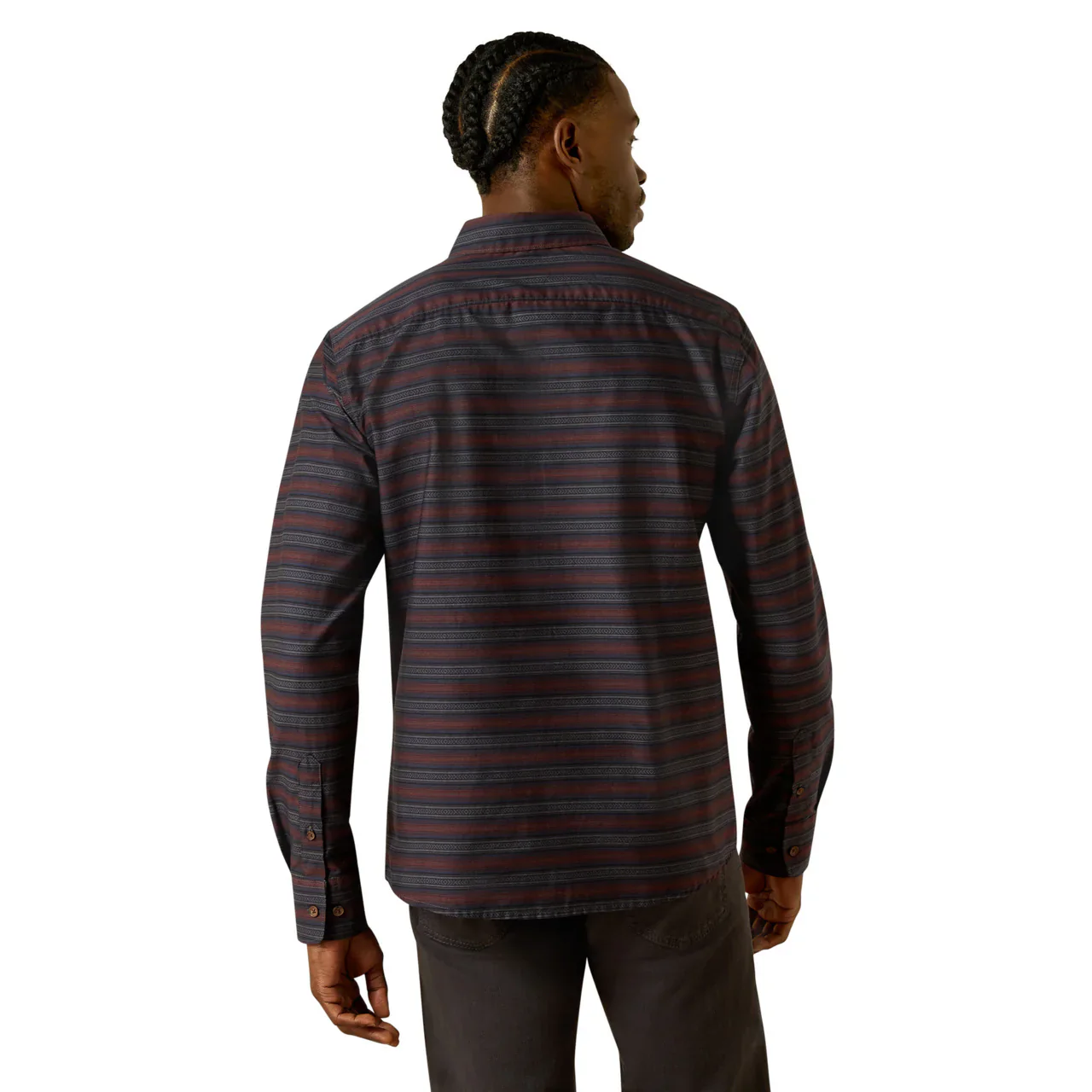 Ariat Men's Manny Modern Fit Long Sleeve Stripe Shirt - Grey - Image 2