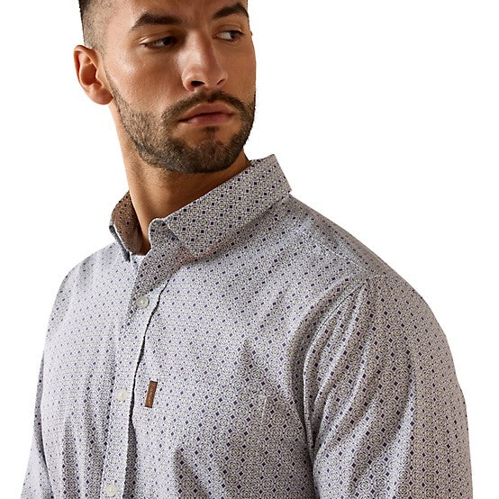 Ariat Men's Mercer Modern Fit Long Sleeve Shirt - Night Shadow Geo Cube Print - Image 3