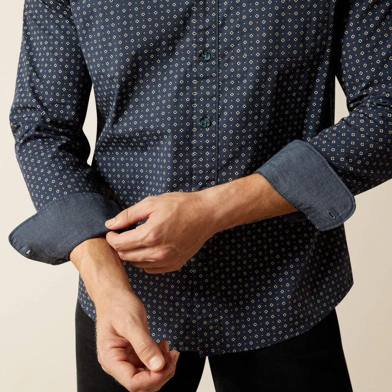 Ariat Men's Mylo Modern Long Sleeve Fit Shirt - Navy - Image 4