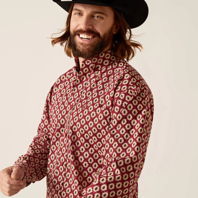 Ariat Men's Nevil Long Sleeve Classic Fit Button Down Shirt - Tibetan Red - Image 2