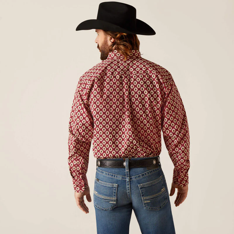 Ariat Men's Nevil Long Sleeve Classic Fit Button Down Shirt - Tibetan Red - Image 4