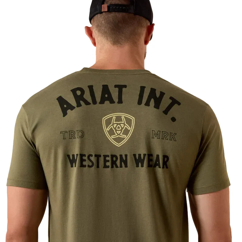 Ariat Men's Outline Shop Short Sleeve Tee Shirt - Military Heather - Image 2