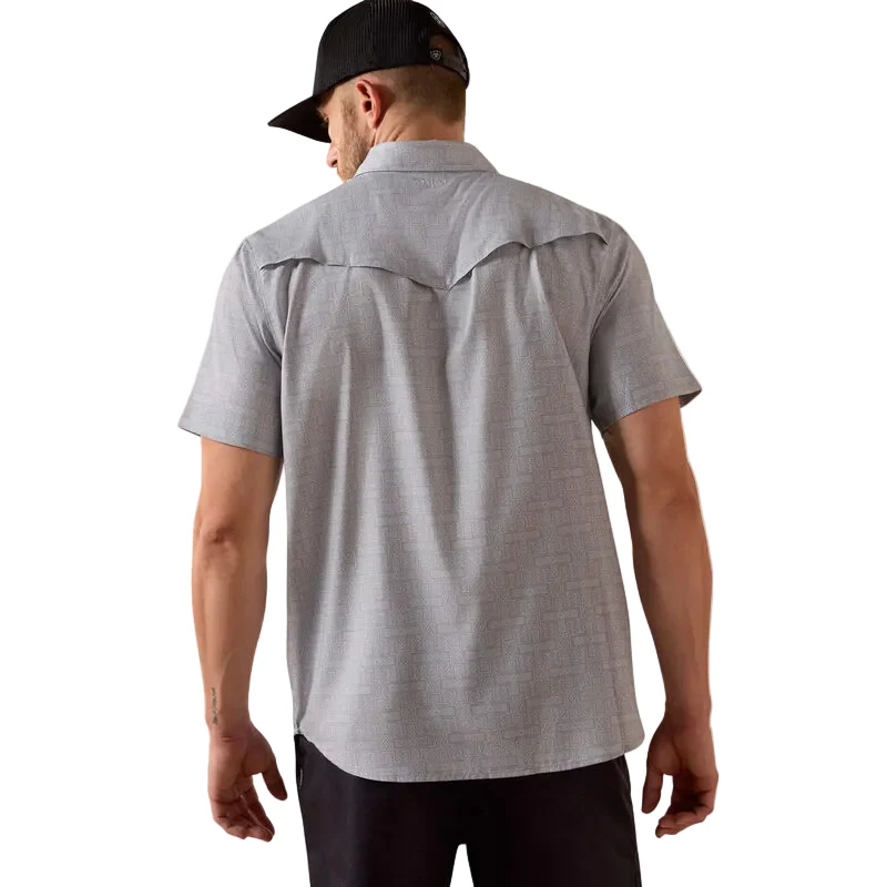 Ariat Men's Printed VentTEK Western Fitted Short Sleeve Snap Shirt - Sky Rocket - Image 2