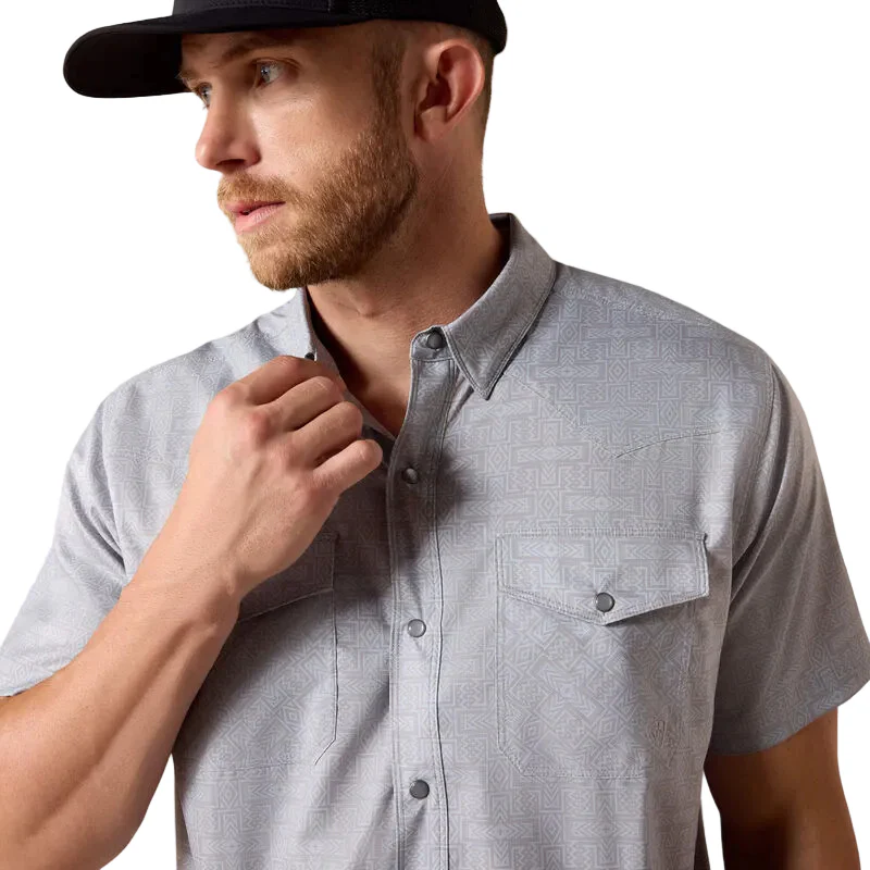 Ariat Men's Printed VentTEK Western Fitted Short Sleeve Snap Shirt - Sky Rocket - Image 3