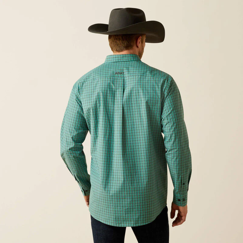 Ariat Men's Pro Series Brooks Classic Fit Long Sleeve Shirt - Aqua Blue - Image 2