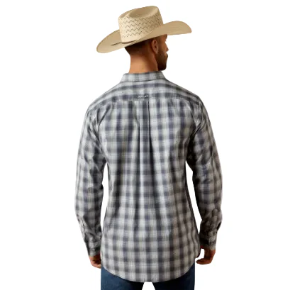 Ariat Men's Pro Series Priest Fitted Long Sleeve Plaid Shirt - Ombre Blue