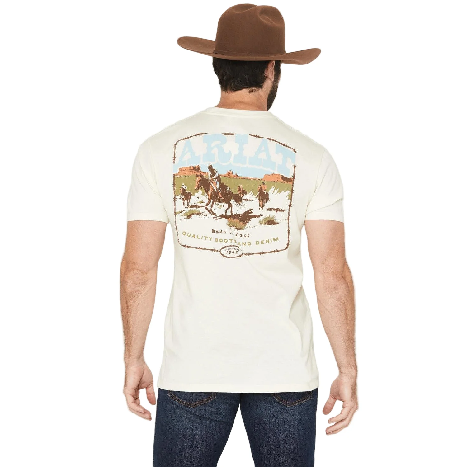 Ariat Men's Pulp Western Short Sleeve Graphic Tee Shirt - Cream - Image 2