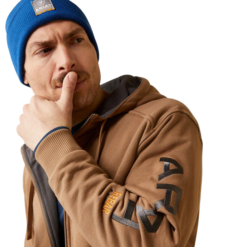 Ariat Men's Rebar All-Weather Full Zip Hoodie - Rebar Khaki - Image 4