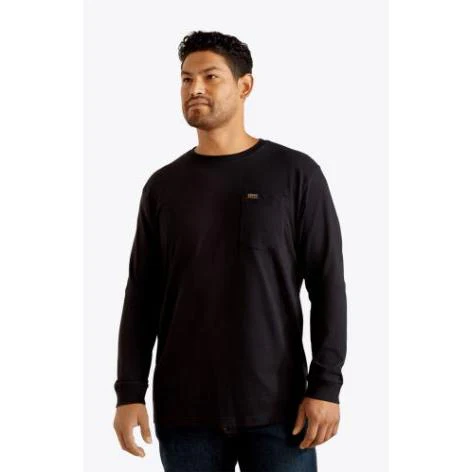 Ariat Men's Rebar Cotton Strong Bare Knuckle LS Tee Shirt - Black - Image 2