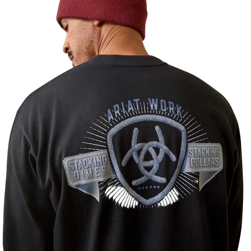 Ariat Men's Rebar Cotton Strong Stacking Dimes Shirt - Black - Image 3
