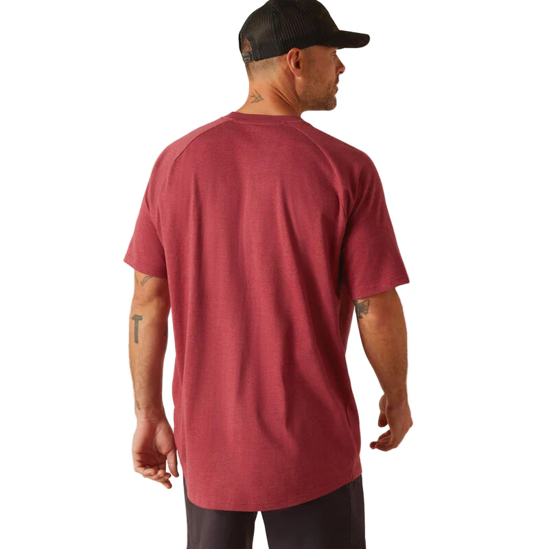 Ariat Men's Rebar Cotton Strong T-Shirt - Roan Rouge Heather - Image 2