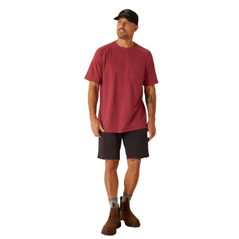 Ariat Men's Rebar Cotton Strong T-Shirt - Roan Rouge Heather - Image 3