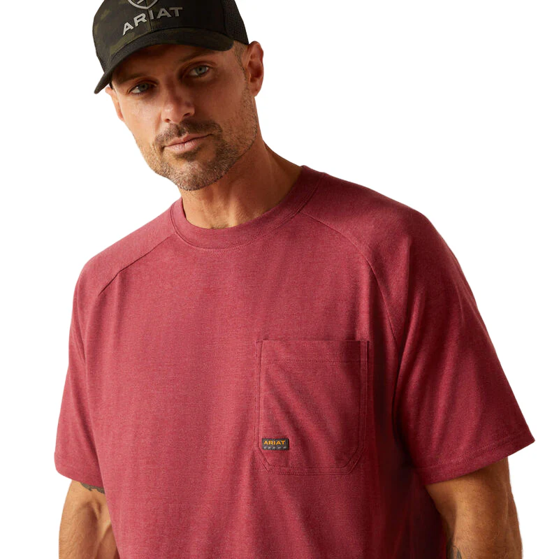 Ariat Men's Rebar Cotton Strong T-Shirt - Roan Rouge Heather - Image 4
