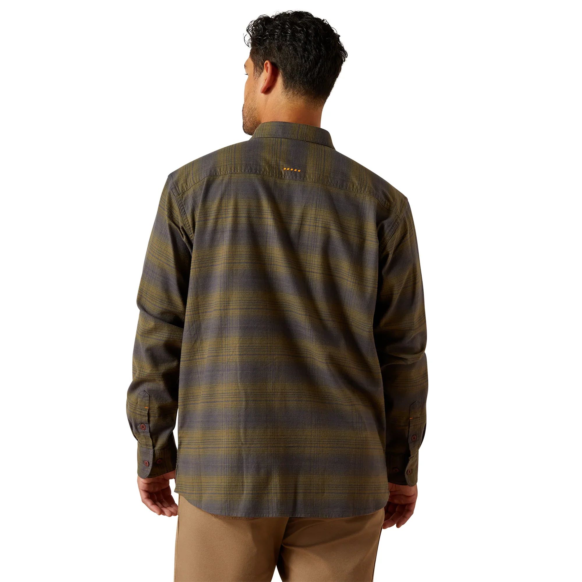 Ariat Men's Rebar Flannel Dura Stretch LS Work Shirt - Burnt Olive - Image 2