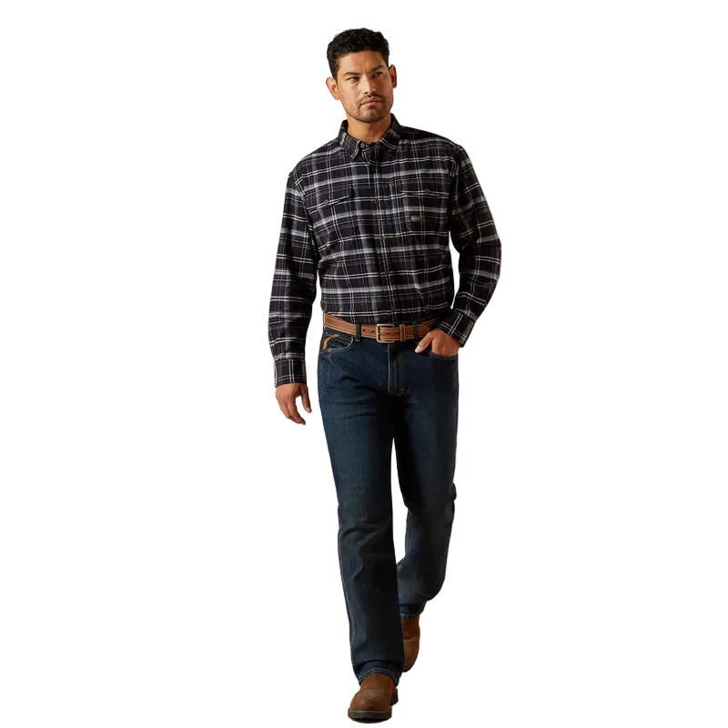 Ariat Mens Rebar Flannel Durastretch Work Shirt - Black