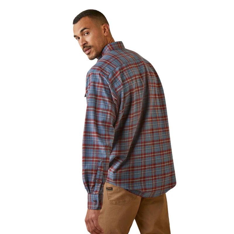 Ariat Men's Rebar Flannel DuraStretch Work Shirt - New Maroon - Image 4