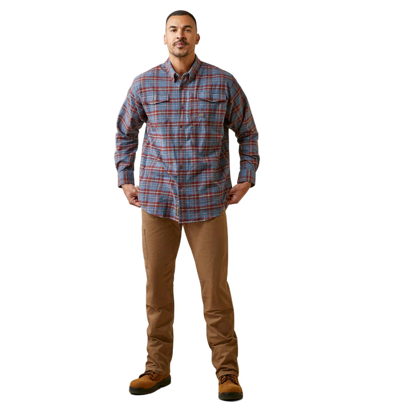 Ariat Men's Rebar Flannel DuraStretch Work Shirt - New Maroon - Image 5