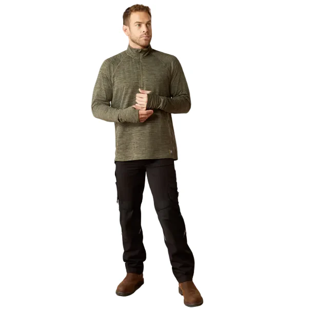 Ariat Men's Rebar Gridwork Baselayer 1/4 Zip T-Shirt - Beetle - Image 2