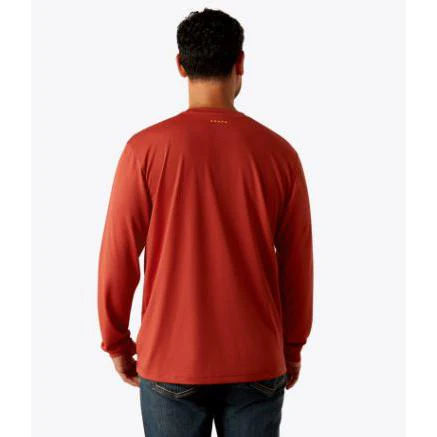Ariat Men's Rebar Long Sleeve Heat Fighter Staple Tee Shirt- Chili Oil - Image 2