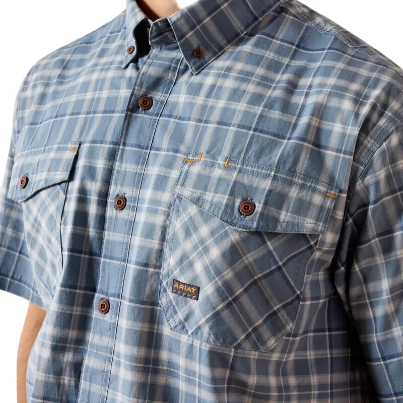 Ariat Men's Rebar Made Tough DuraStretch Short Sleeve Work Shirt - Dark Denim - Image 3