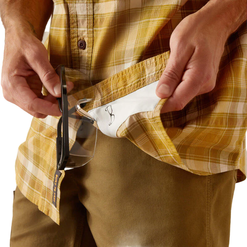 Ariat Men's Rebar Made Tough DuraStretch Work Shirt - Dried Tobacco Plaid - Image 5