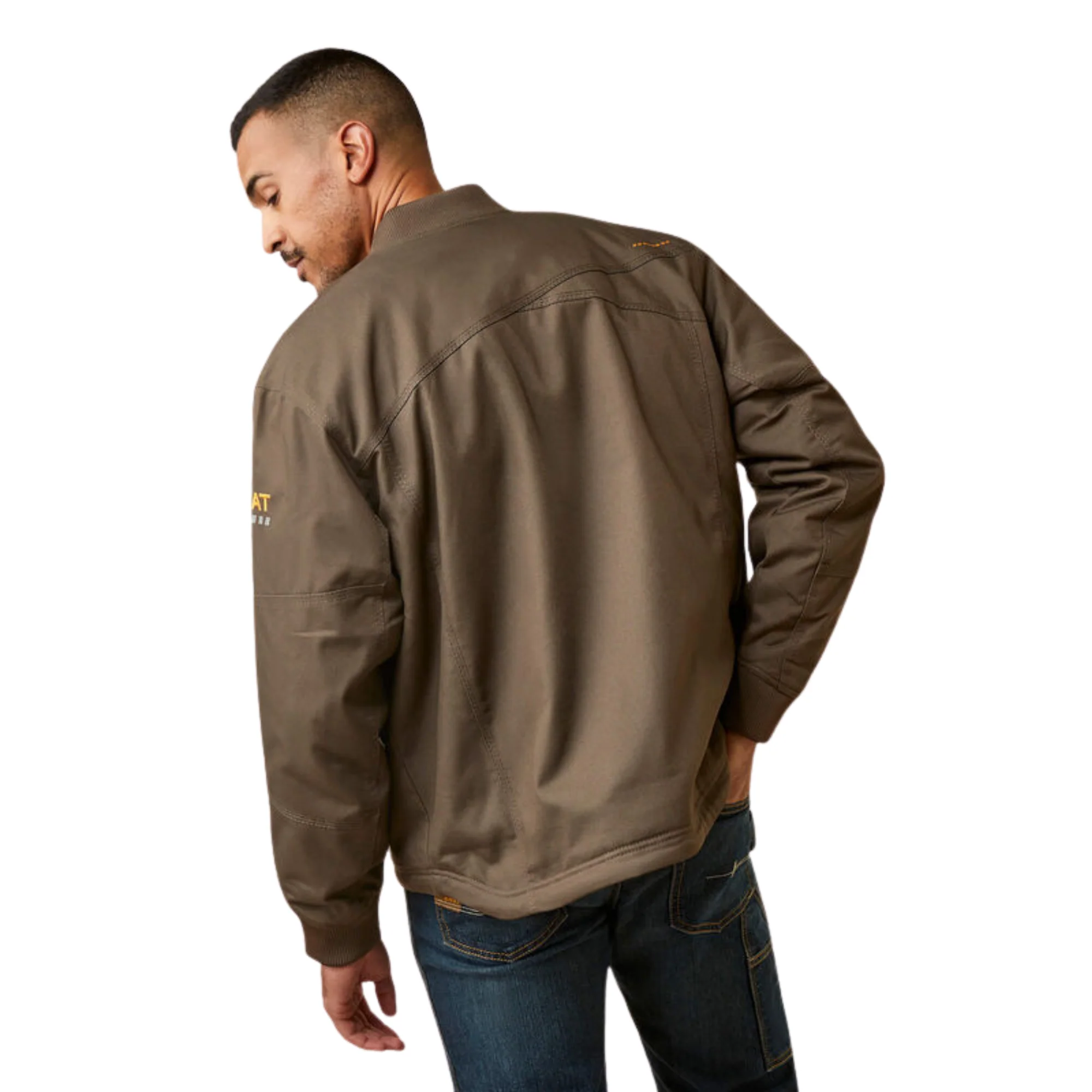 Ariat Men's Rebar Stretch Canvas Bomber Jacket  Wren - Image 2