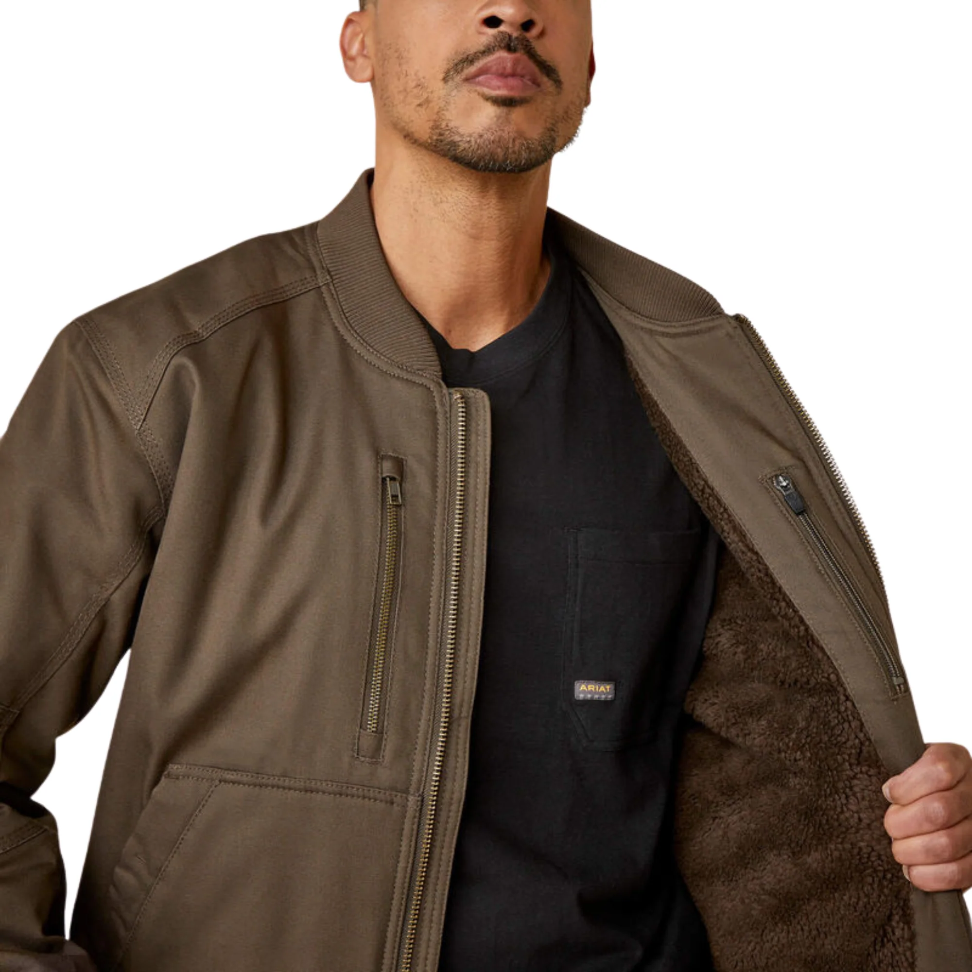 Ariat Men's Rebar Stretch Canvas Bomber Jacket  Wren - Image 3