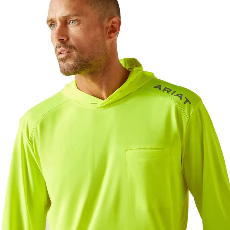 Ariat Men's Rebar Sunblocker Hooded T-Shirt - Safety Yellow - Image 4