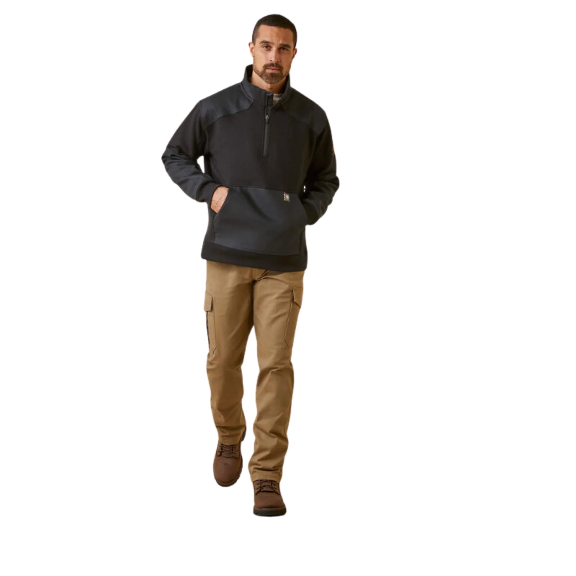 Ariat Men's Rebar Workman Duracanvas 1/4 Zip Sweatshirt - Black - Image 6