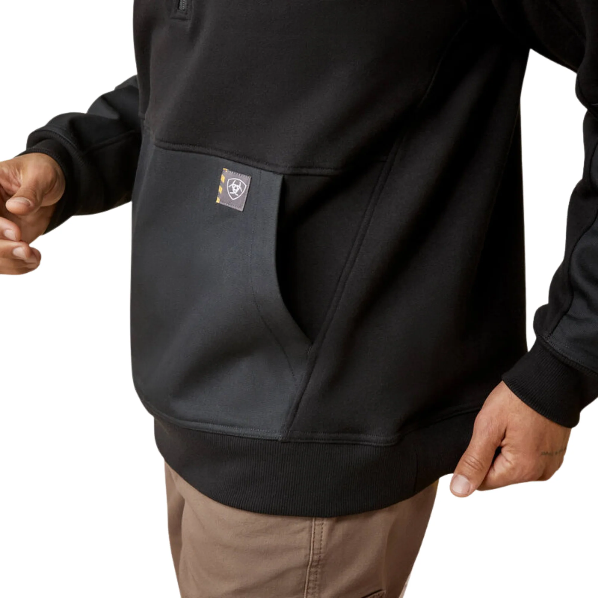 Ariat Men's Rebar Workman Duracanvas 1/4 Zip Sweatshirt - Black - Image 7